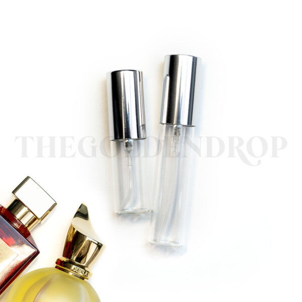 The Golden Drop perfume decants in two sizes - 5ml and 10ml