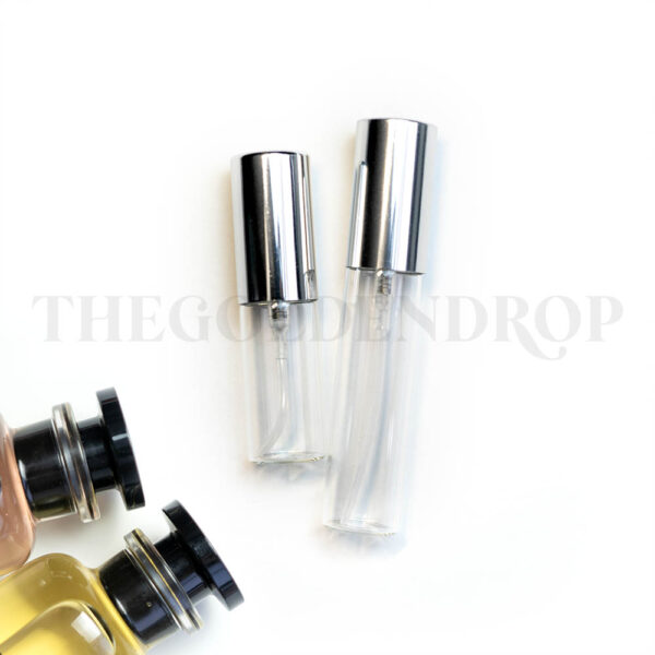 The Golden Drop perfume decants in two sizes - 5ml and 10ml