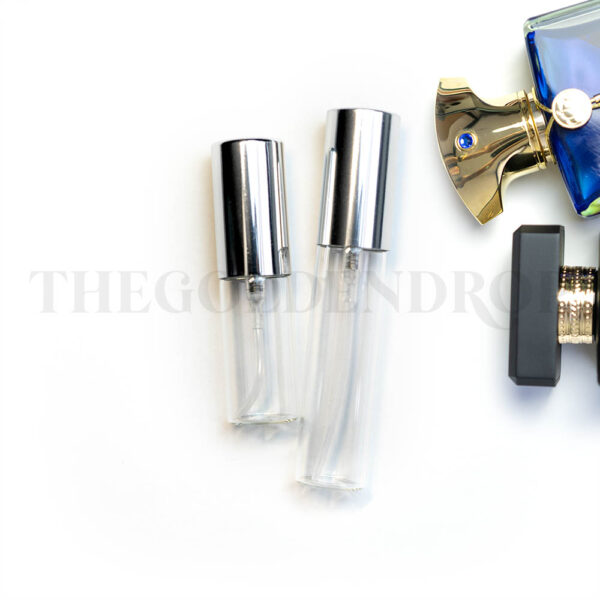 The Golden Drop perfume decants in two sizes - 5ml and 10ml